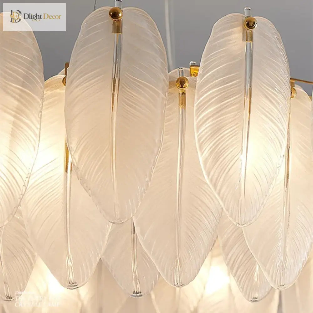 Gold Feather LED Chandelier, Round or Linear, 6 to 10 Lights – view 5