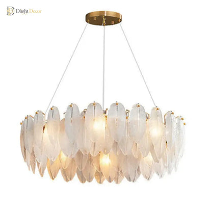Gold Feather LED Chandelier, Round or Linear, 6 to 10 Lights – view 3