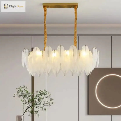 Gold Feather LED Chandelier, Round or Linear, 6 to 10 Lights – view 4