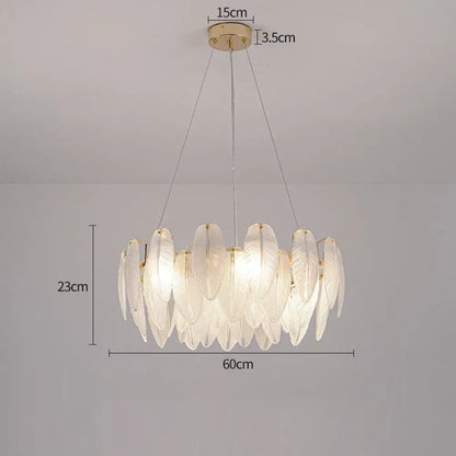 Gold Feather LED Chandelier, Round or Linear, 6 to 10 Lights – view 9