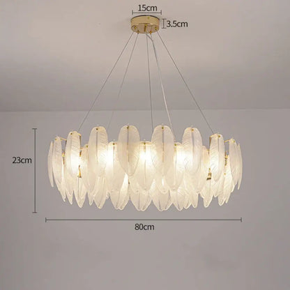Gold Feather LED Chandelier, Round or Linear, 6 to 10 Lights – view 10