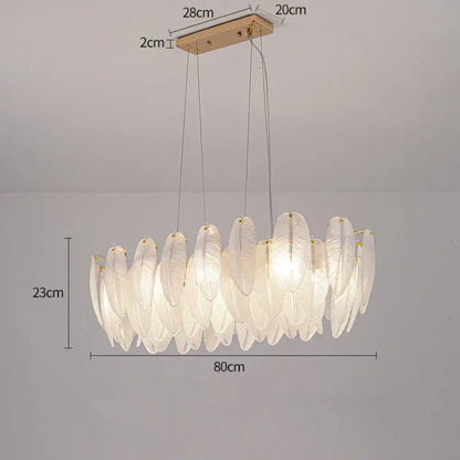 Gold Feather LED Chandelier, Round or Linear, 6 to 10 Lights – view 11