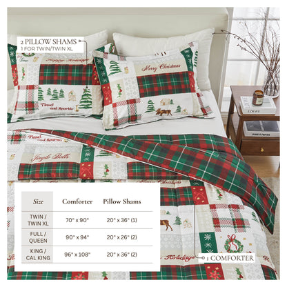 Reversible Holiday and Lodge Comforter and Sham Set – Odette Collection – view 59