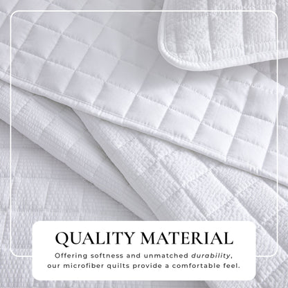 Box-Stitched Seersucker Microfiber Quilt Set with Shams in White or Bone – view 2