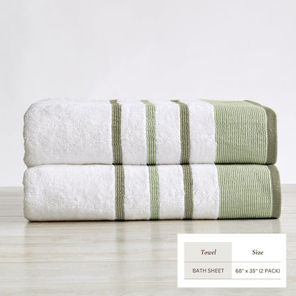 Decorative Cotton Stripe Bath Towel Set – Noelle Collection – view 67