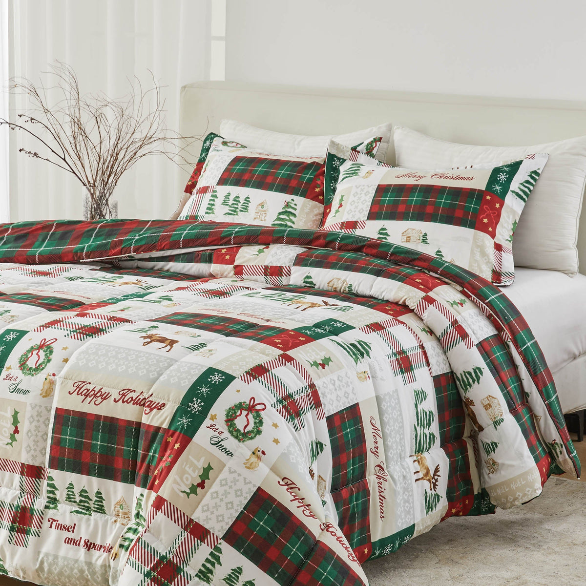 Reversible Holiday and Lodge Comforter and Sham Set – Odette Collection – view 60