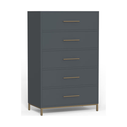 Madelyn 5-Drawer Chest in Slate Gray, Sustainably Sourced Mahogany – view 3