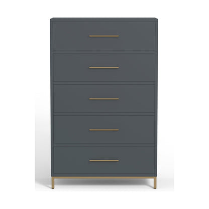 Madelyn 5-Drawer Chest in Slate Gray, Sustainably Sourced Mahogany – view 2