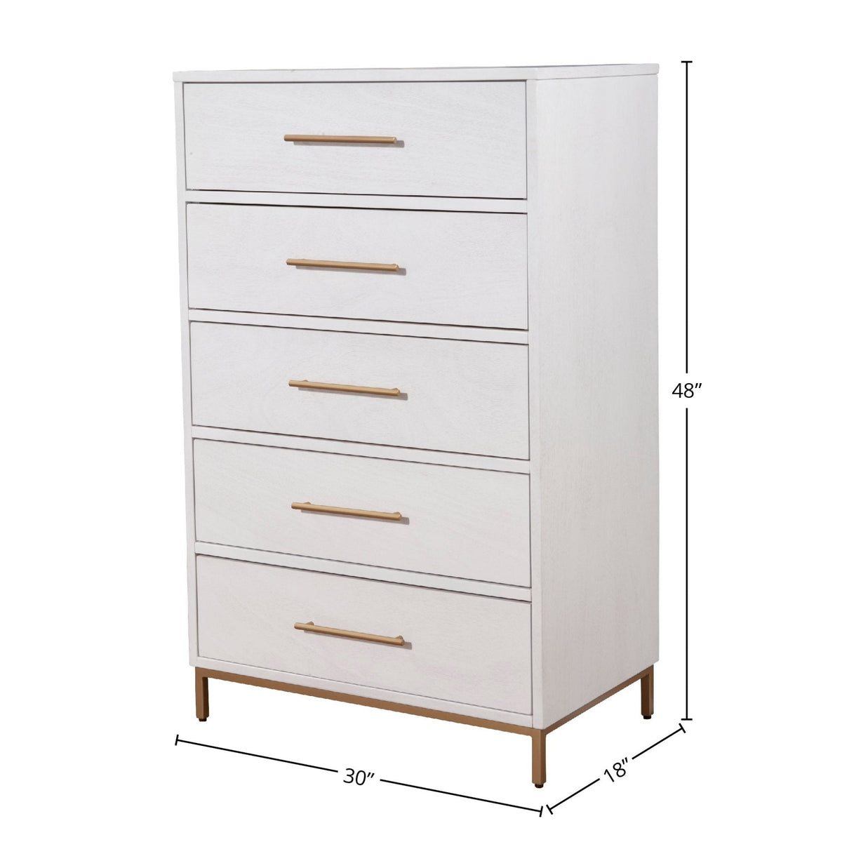 Madelyn 5-Drawer Chest in White, Sustainably Sourced Mahogany – view 5