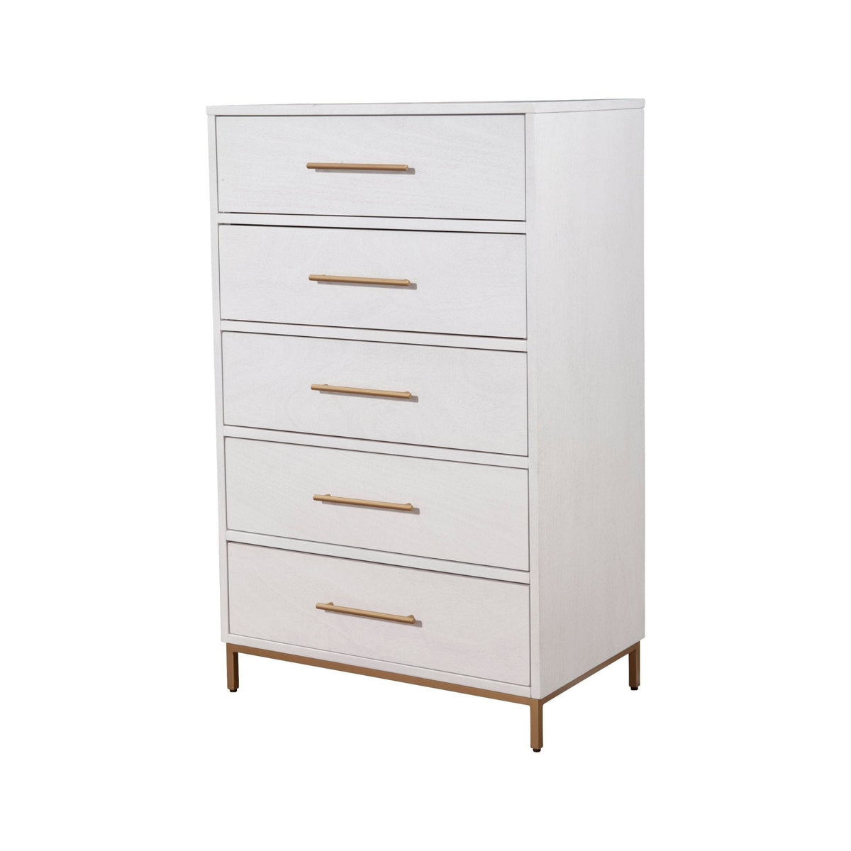 Madelyn 5-Drawer Chest in White, Sustainably Sourced Mahogany – view 3