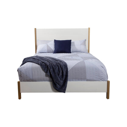 Madelyn Upholstered Panel Bed in Neutral White with Gold Legs – view 3