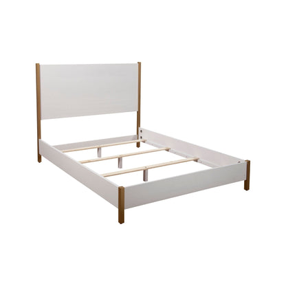 Madelyn Upholstered Panel Bed in Neutral White with Gold Legs – view 7