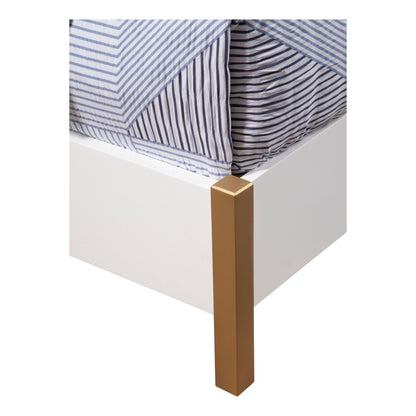 Madelyn Upholstered Panel Bed in Neutral White with Gold Legs – view 5