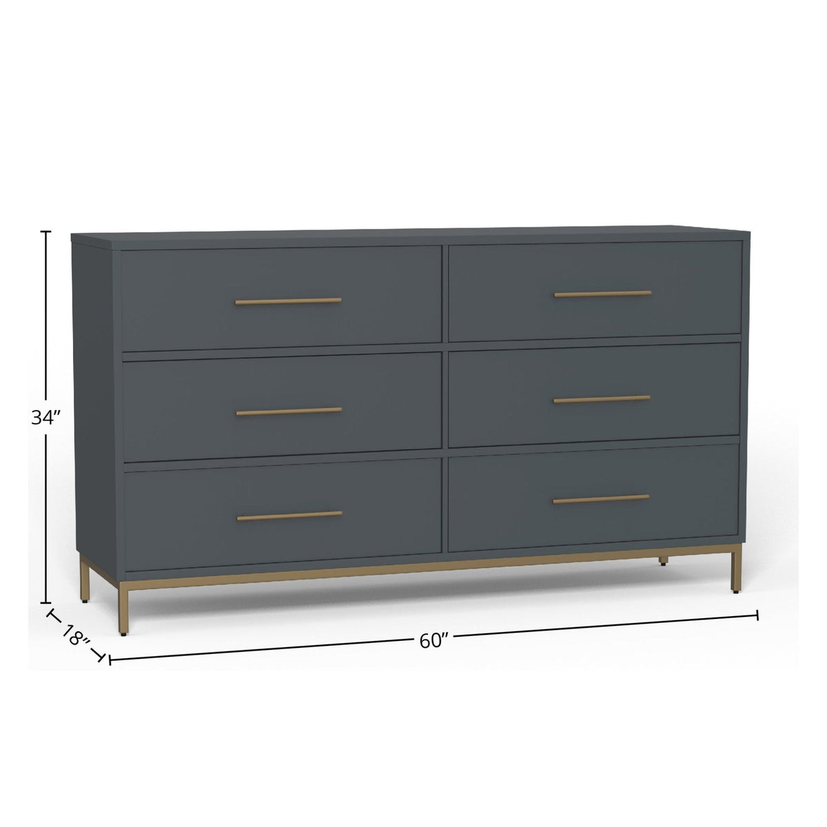 Madelyn 6-Drawer Dresser in Slate Gray, Sustainably Sourced Mahogany – view 5