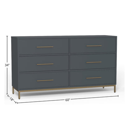 Madelyn 6-Drawer Dresser in Slate Gray, Sustainably Sourced Mahogany – view 5