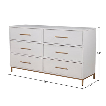 Madelyn 6-Drawer Dresser in White, Sustainably Sourced Mahogany – view 8