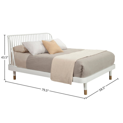 Madelyn White Wood Platform Bed with Slat Back and Gold Legs – view 12