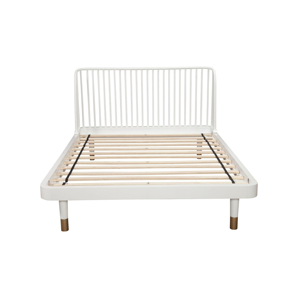 Madelyn White Wood Platform Bed with Slat Back and Gold Legs – view 8