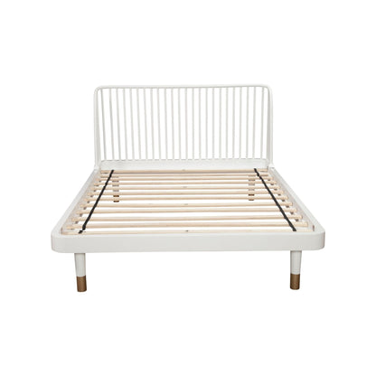 Madelyn White Wood Platform Bed with Slat Back and Gold Legs – view 8