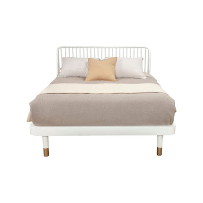 Madelyn White Wood Platform Bed with Slat Back and Gold Legs – view 5