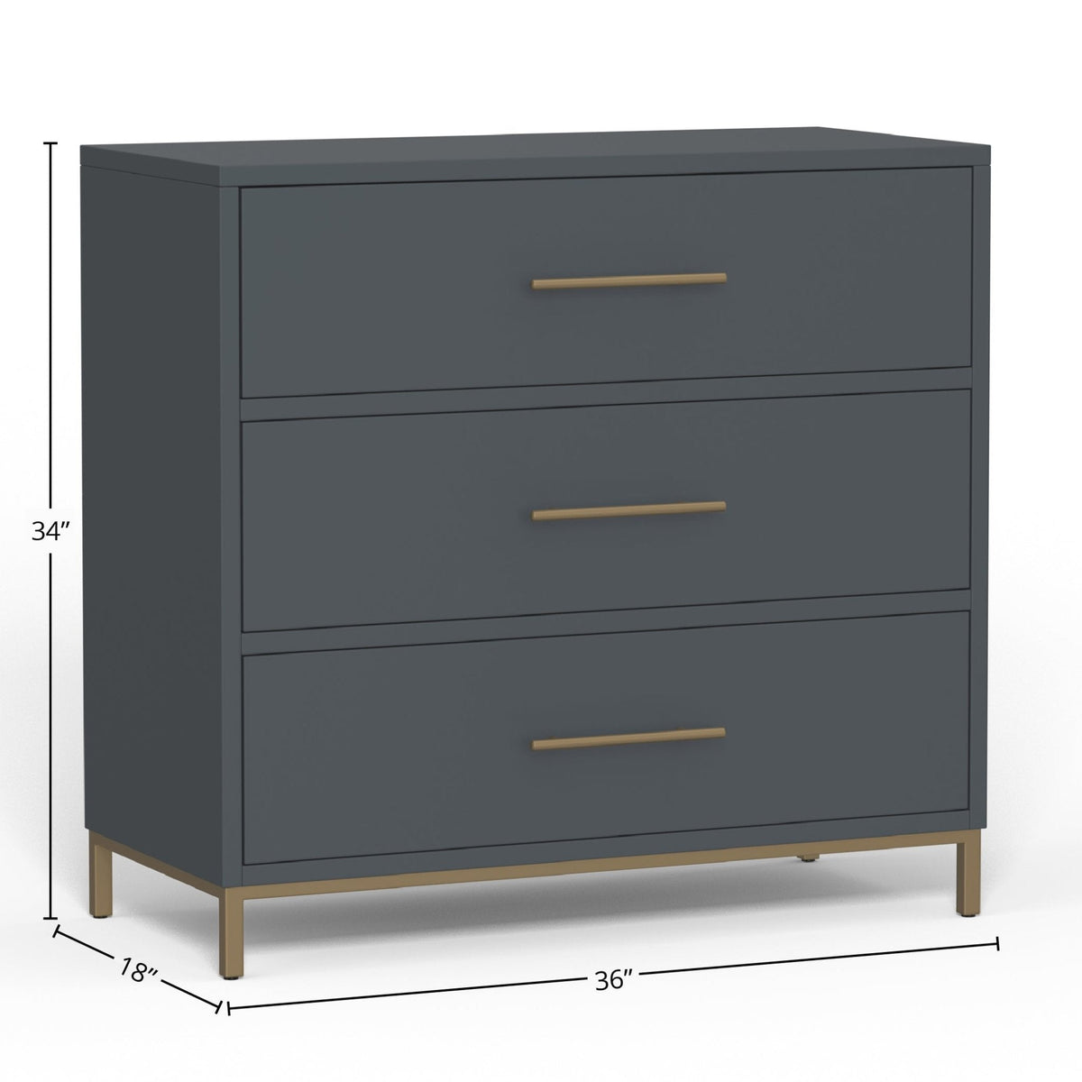 Madelyn 3-Drawer Small Chest in Slate Gray, Sustainably Sourced Mahogany – view 5
