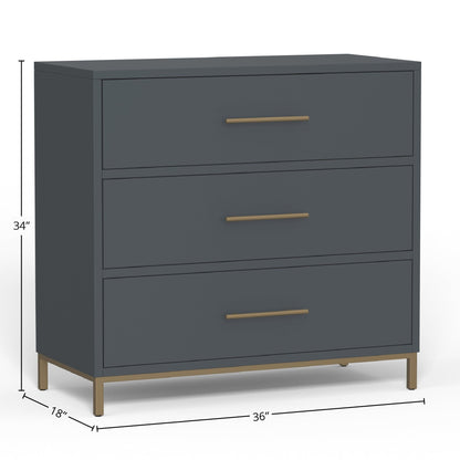 Madelyn 3-Drawer Small Chest in Slate Gray, Sustainably Sourced Mahogany – view 5