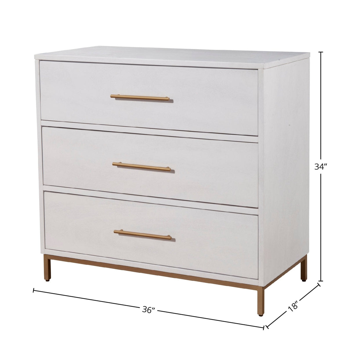 Madelyn 3-Drawer Small Chest in White, Sustainably Sourced Mahogany – view 5