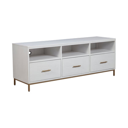 Madelyn 64 Inch White Mahogany TV Console for TVs up to 70 Inches – view 4