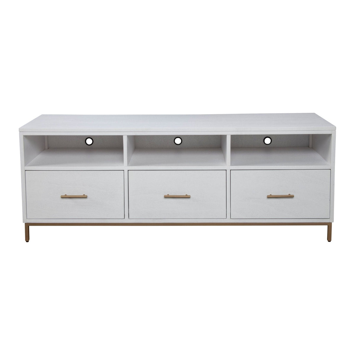 Madelyn 64 Inch White Mahogany TV Console for TVs up to 70 Inches – view 3