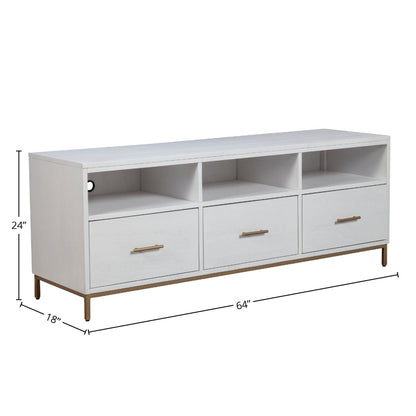 Madelyn 64 Inch White Mahogany TV Console for TVs up to 70 Inches – view 9