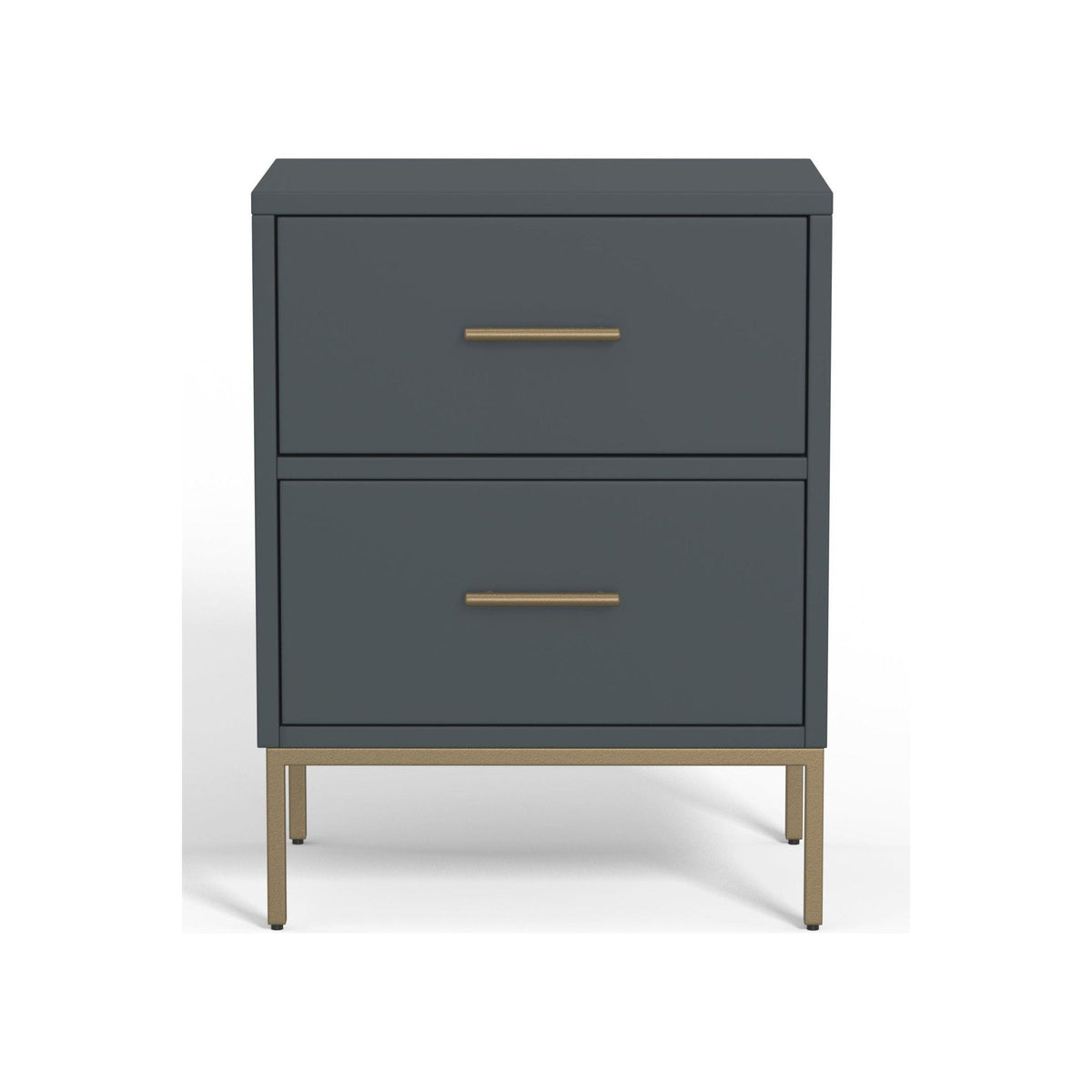Madelyn 2-Drawer Nightstand in Slate Gray, Sustainably Sourced Mahogany – view 2