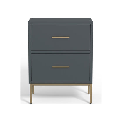 Madelyn 2-Drawer Nightstand in Slate Gray, Sustainably Sourced Mahogany – view 2