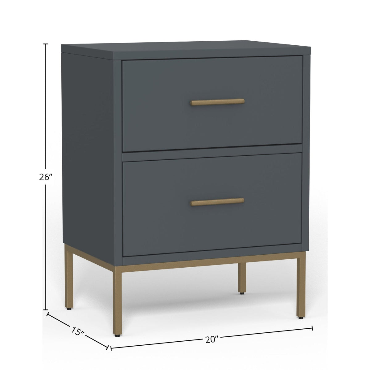 Madelyn 2-Drawer Nightstand in Slate Gray, Sustainably Sourced Mahogany – view 4