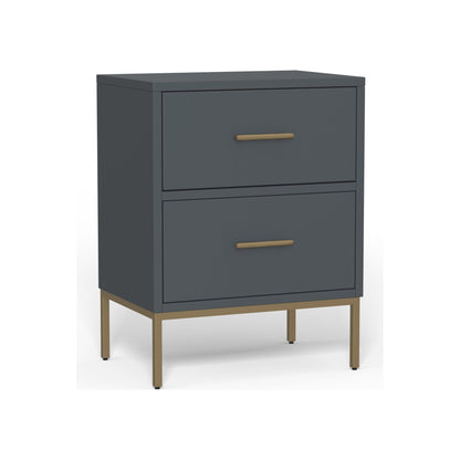 Madelyn 2-Drawer Nightstand in Slate Gray, Sustainably Sourced Mahogany – view 3