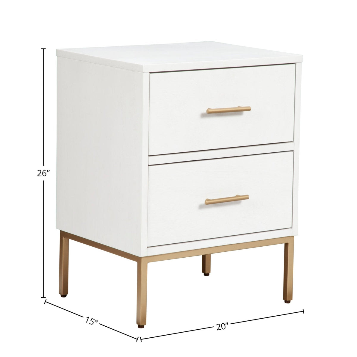 Madelyn 2-Drawer Nightstand in White, Sustainably Sourced Mahogany – view 9