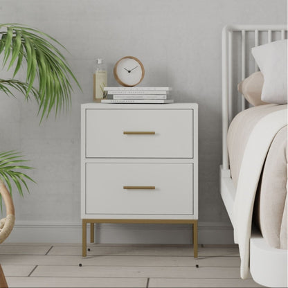 White Mahogany Madelyn Two-Drawer Nightstand
