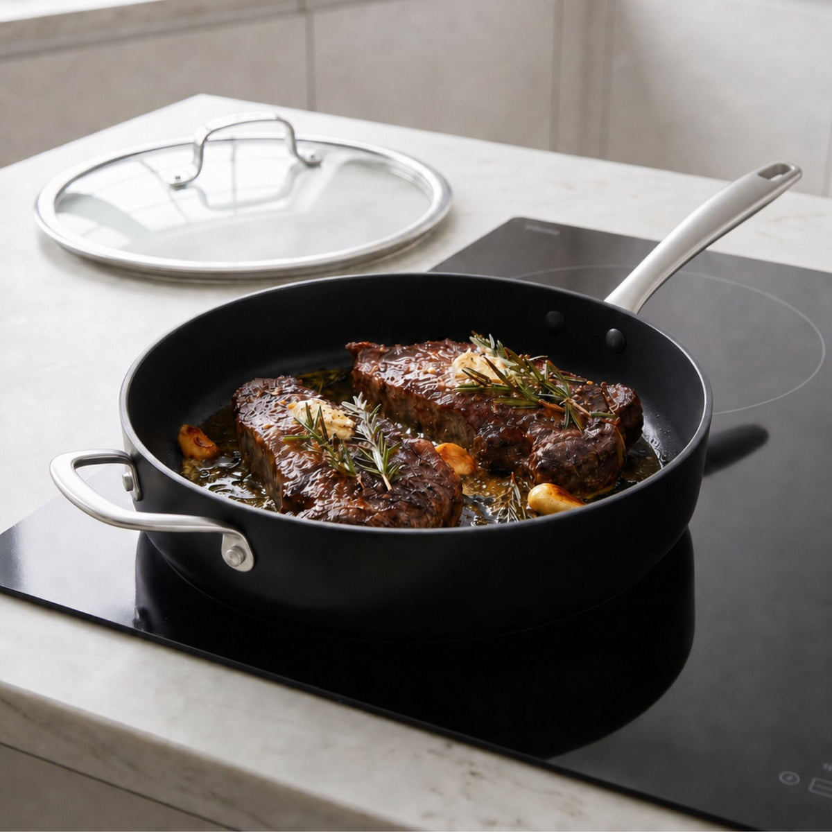 4-Piece Ceramic Nonstick Cookware Set with Sauté Pan and Stock Pot – view 3