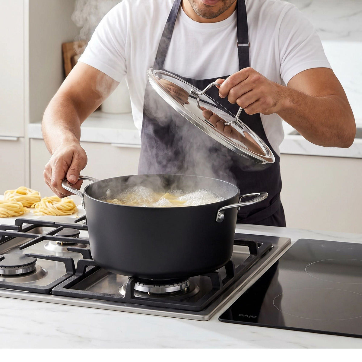 4.5-Quart Ceramic Nonstick Stock Pot with Stainless Steel Lid – view 2