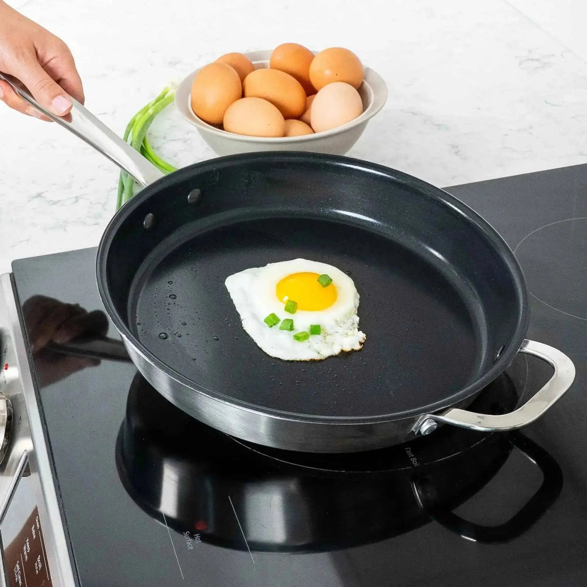 5-Ply Stainless Steel Ceramic Nonstick Frying Pan, Fully Clad – view 3