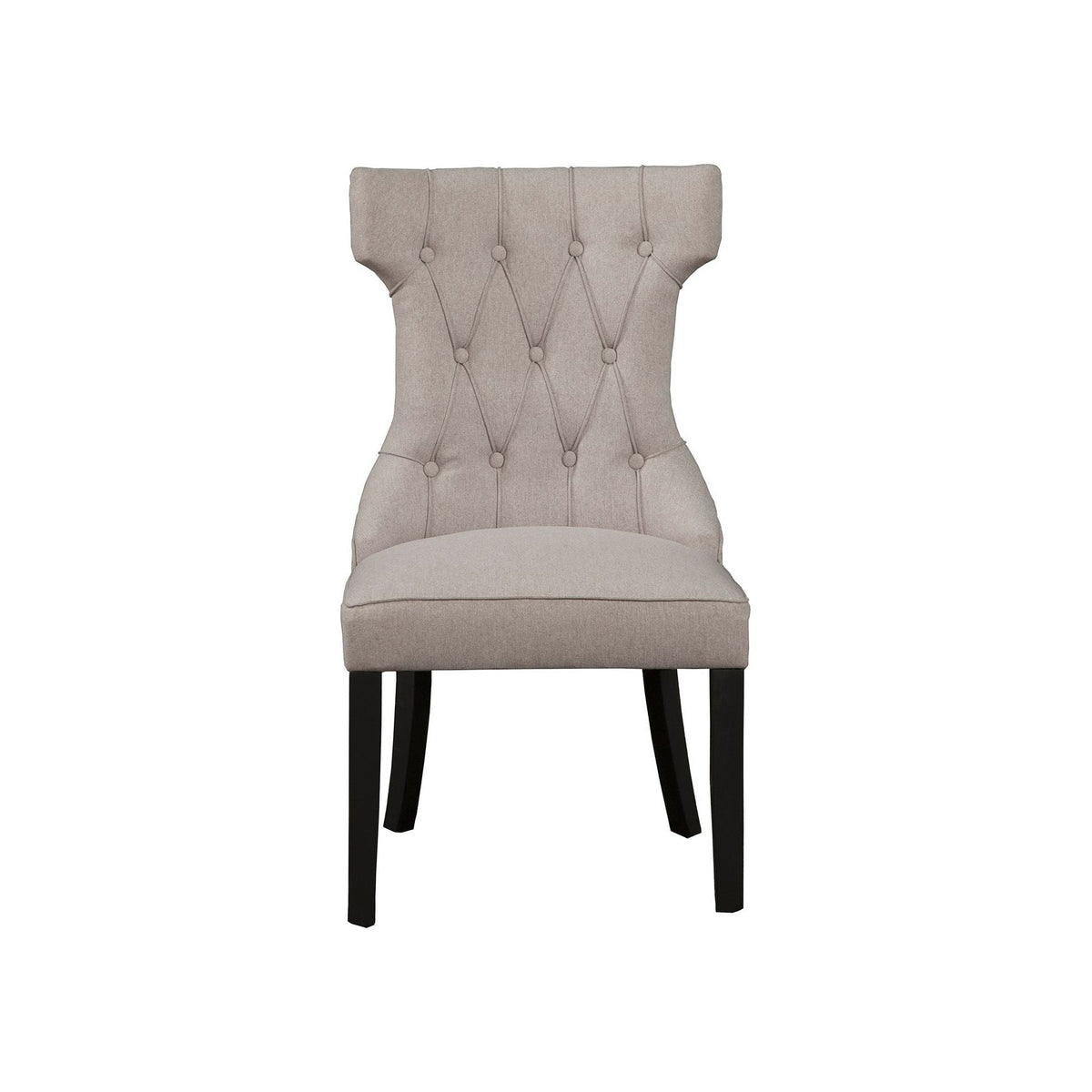 Manchester Traditional Upholstered Dining Side Chairs, Light Grey/Black – view 5