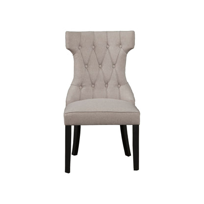 Manchester Traditional Upholstered Dining Side Chairs, Light Grey/Black – view 5