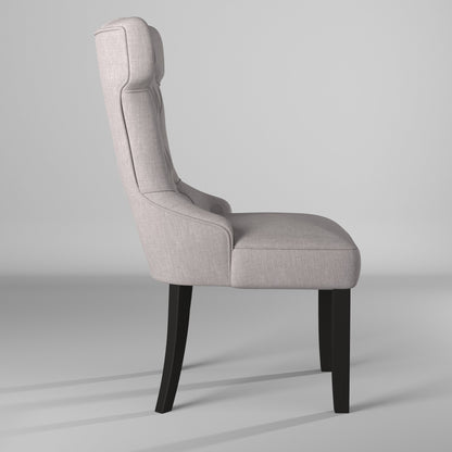 Manchester Light Grey Upholstered Side Chairs, Black Finish
