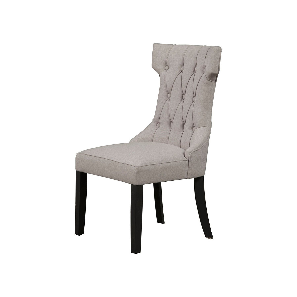 Manchester Traditional Upholstered Dining Side Chairs, Light Grey/Black – view 4