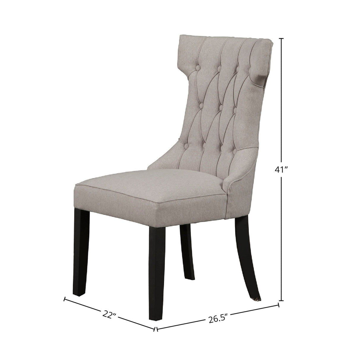Manchester Traditional Upholstered Dining Side Chairs, Light Grey/Black – view 6