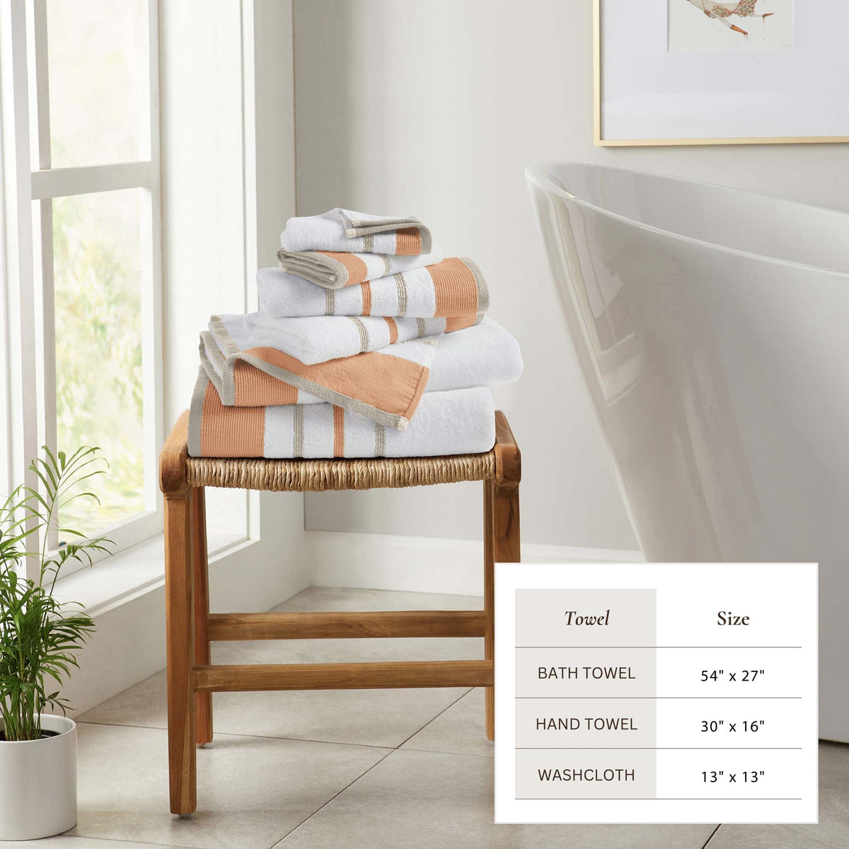 Decorative Cotton Stripe Bath Towel Set – Noelle Collection – view 53