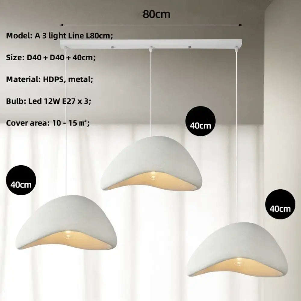 Meera Nordic Wabi-Sabi 3-Light LED Pendant for Dining Room – view 13