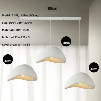Meera Nordic Wabi-Sabi 3-Light LED Pendant for Dining Room – view 12