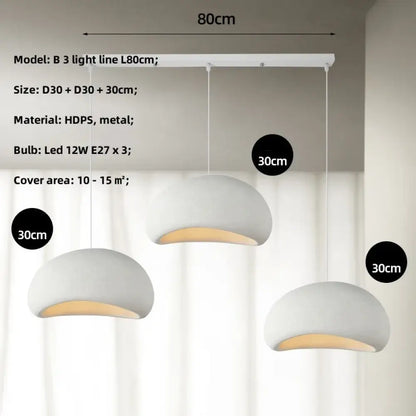Meera Nordic Wabi-Sabi 3-Light LED Pendant for Dining Room – view 18