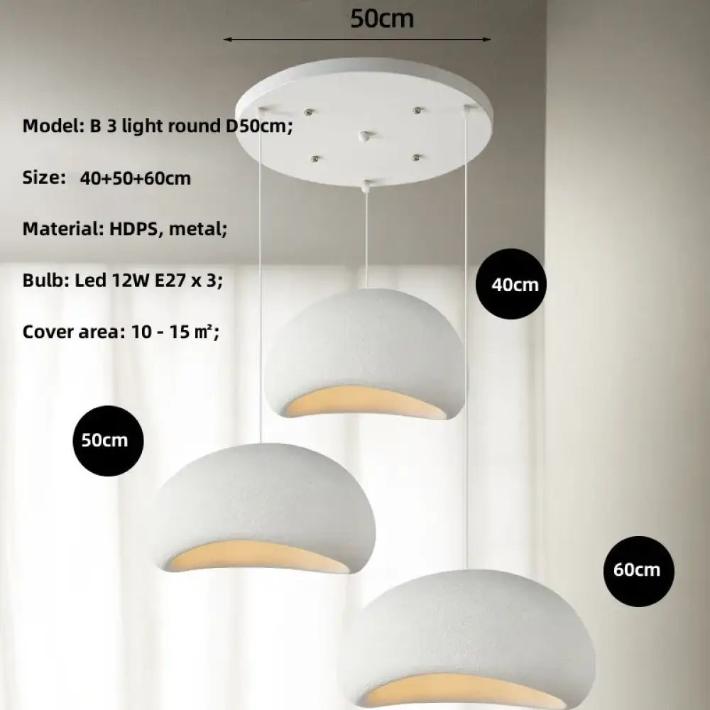Meera Nordic Wabi-Sabi 3-Light LED Pendant for Dining Room – view 16