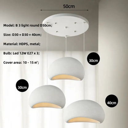 Meera Nordic Wabi-Sabi 3-Light LED Pendant for Dining Room – view 14